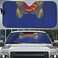 Super Samoan Traditional Tribal Art Tattoos Auto Sun Shade Blue Color - Polynesian Pride