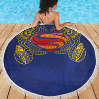 Super Samoan Traditional Tribal Art Tattoos Beach Blanket Blue Color - Polynesian Pride