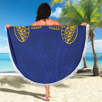 Super Samoan Traditional Tribal Art Tattoos Beach Blanket Blue Color - Polynesian Pride