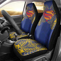 Super Samoan Traditional Tribal Art Tattoos Car Seat Cover Blue Color - Polynesian Pride
