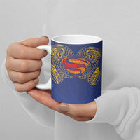 Super Samoan Traditional Tribal Art Tattoos Ceramic Mug Blue Color - Polynesian Pride