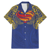 Super Samoan Traditional Tribal Art Tattoos Family Matching Mermaid Dress and Hawaiian Shirt Blue Color - Polynesian Pride