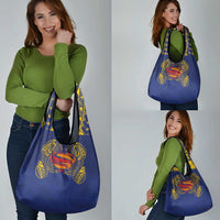 Super Samoan Traditional Tribal Art Tattoos Grocery Bag Blue Color - Polynesian Pride