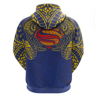 Super Samoan Traditional Tribal Art Tattoos Hoodie Blue Color - Polynesian Pride