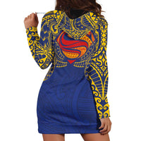 Super Samoan Traditional Tribal Art Tattoos Hoodie Dress Blue Color - Polynesian Pride