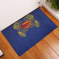 Super Samoan Traditional Tribal Art Tattoos Rubber Doormat Blue Color LT03 - Polynesian Pride