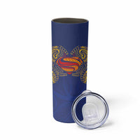 Super Samoan Traditional Tribal Art Tattoos Skinny Tumbler Blue Color - Polynesian Pride
