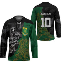 Custom Aotearoa South Africa Rugby Freedom Cup Hockey Jersey Kiwi Warriors Haka with King Protea Symbol LT03 - Polynesian Pride