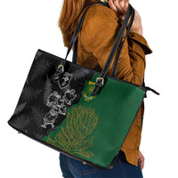 Aotearoa South Africa Rugby Freedom Cup Leather Tote Bag Kiwi Warriors Haka with King Protea Symbol - Polynesian Pride
