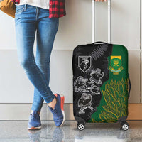 Aotearoa South Africa Rugby Freedom Cup Luggage Cover Kiwi Warriors Haka with King Protea Symbol - Polynesian Pride