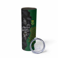 Custom Aotearoa South Africa Rugby Freedom Cup Skinny Tumbler Kiwi Warriors Haka with King Protea Symbol - Polynesian Pride