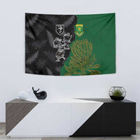 Aotearoa South Africa Rugby Freedom Cup Tapestry Kiwi Warriors Haka with King Protea Symbol LT03 - Polynesian Pride