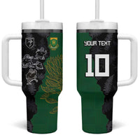 Custom Aotearoa South Africa Rugby Freedom Cup Tumbler With Handle Kiwi Warriors Haka with King Protea Symbol - Polynesian Pride