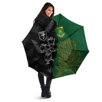 Aotearoa South Africa Rugby Freedom Cup Umbrella Kiwi Warriors Haka with King Protea Symbol LT03 - Polynesian Pride