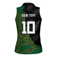 Custom Aotearoa South Africa Rugby Freedom Cup Women Sleeveless Polo Shirt Kiwi Warriors Haka with King Protea Symbol - Polynesian Pride