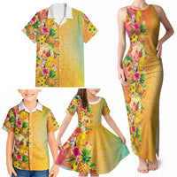 Hawaiian Tropical Fruits and Plants Family Matching Tank Maxi Dress and Hawaiian Shirt Kakau Pattern Summer Vibe