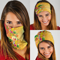 Hawaiian Tropical Fruits and Plants Neck Gaiter Kakau Pattern Summer Vibe