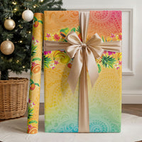 Hawaiian Tropical Fruits and Plants Wrapping Paper Kakau Pattern Summer Vibe