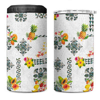 Hawaiian Quilts 4 in 1 Can Cooler Tumbler Tropical Fruits and Plants