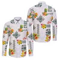 Hawaiian Quilts Family Matching Short Sleeve Bodycon Dress and Hawaiian Shirt Tropical Fruits and Plants