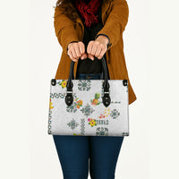 Hawaiian Quilts Leather Bag Tropical Fruits and Plants