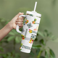 Hawaiian Quilts Tumbler With Handle Tropical Fruits and Plants