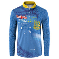 Tuvalu Heritage Button Sweatshirt Map of the Islands and Polynesia Pattern