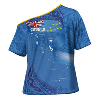 Tuvalu Heritage Cross Shoulder Shirt Map of the Islands and Polynesia Pattern