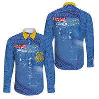 Tuvalu Heritage Family Matching Off Shoulder Short Dress and Hawaiian Shirt Map of the Islands and Polynesia Pattern