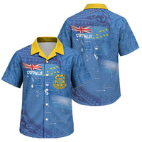 Tuvalu Heritage Family Matching Tank Maxi Dress and Hawaiian Shirt Map of the Islands and Polynesia Pattern