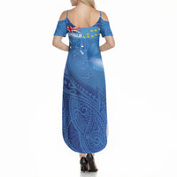 Tuvalu Heritage Summer Maxi Dress Map of the Islands and Polynesia Pattern