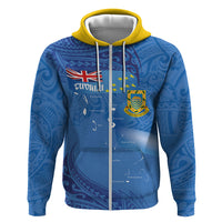 Tuvalu Heritage Zip Hoodie Map of the Islands and Polynesia Pattern