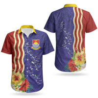 Kiribati Heritage Couples Matching Short Sleeve Bodycon Dress and Hawaiian Shirt Map of the Islands and Polynesia Pattern
