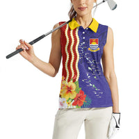 Kiribati Heritage Women Sleeveless Polo Shirt Map of the Islands and Polynesia Pattern