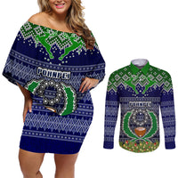 pohnpei-state-christmas-couples-matching-off-shoulder-short-dress-and-long-sleeve-button-shirts-coat-of-arms-beautiful-merry-xmas-snowflake