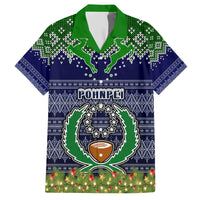 Personalised Pohnpei State Christmas Hawaiian Shirt Coat of Arms Beautiful Merry Xmas Snowflake LT03 Blue - Polynesian Pride