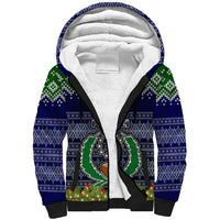 Personalised Pohnpei State Christmas Sherpa Hoodie Coat of Arms Beautiful Merry Xmas Snowflake LT03 Unisex Blue - Polynesian Pride