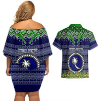 personalised-chuuk-state-christmas-couples-matching-off-shoulder-short-dress-and-hawaiian-shirt-coat-of-arms-beautiful-merry-xmas-snowflake