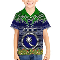 Personalised Chuuk State Christmas Hawaiian Shirt Coat of Arms Beautiful Merry Xmas Snowflake LT03 - Polynesian Pride