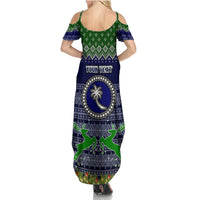 personalised-chuuk-state-christmas-summer-maxi-dress-coat-of-arms-beautiful-merry-xmas-snowflake