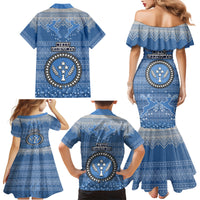 Kosrae Christmas Family Matching Mermaid Dress and Hawaiian Shirt Coat of Arms Beautiful Merry Xmas Snowflake LT03 - Polynesian Pride