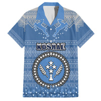 Kosrae Christmas Family Matching Puletasi Dress and Hawaiian Shirt Coat of Arms Beautiful Merry Xmas Snowflake LT03 Dad's Shirt - Short Sleeve Blue - Polynesian Pride