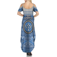 Kosrae Christmas Summer Maxi Dress Coat of Arms Beautiful Merry Xmas Snowflake LT03 - Polynesian Pride
