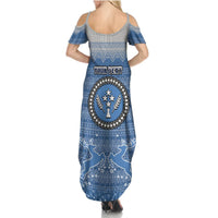 Personalised Kosrae Christmas Summer Maxi Dress Coat of Arms Beautiful Merry Xmas Snowflake LT03 - Polynesian Pride