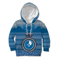 Yap Christmas Kid Hoodie Coat of Arms Beautiful Merry Xmas Snowflake LT03 Hoodie Blue - Polynesian Pride