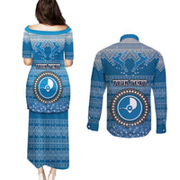 personalised-yap-christmas-couples-matching-puletasi-dress-and-long-sleeve-button-shirts-coat-of-arms-beautiful-merry-xmas-snowflake