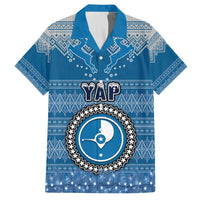 Personalised Yap Christmas Hawaiian Shirt Coat of Arms Beautiful Merry Xmas Snowflake LT03 Blue - Polynesian Pride