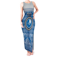 Personalised Yap Christmas Tank Maxi Dress Coat of Arms Beautiful Merry Xmas Snowflake LT03 Women Blue - Polynesian Pride