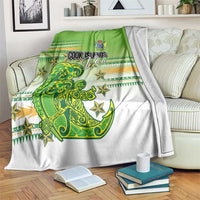 Cook Islands Va'a Race Blanket Te Tatau Tattoos Sporty Style Green-White Color - Polynesian Pride