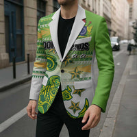 Personalised Cook Islands Va'a Race Blazer Te Tatau Tattoos Sporty Style Green-White Color - Polynesian Pride